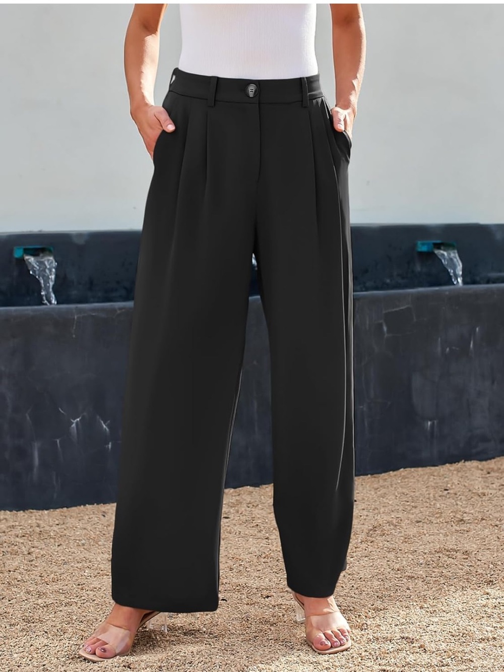 Women’s Black Pleated wide leg Dress Pants